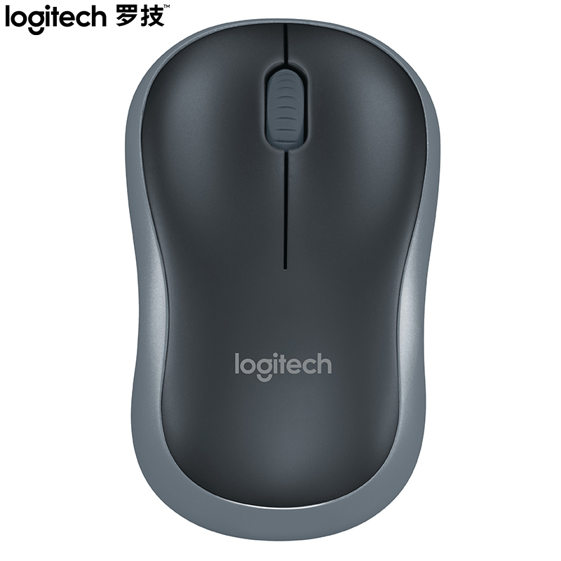 罗技（Logitech）M186无线鼠标办公鼠标 对称鼠标 黑色灰边 带无线2.4G接收器