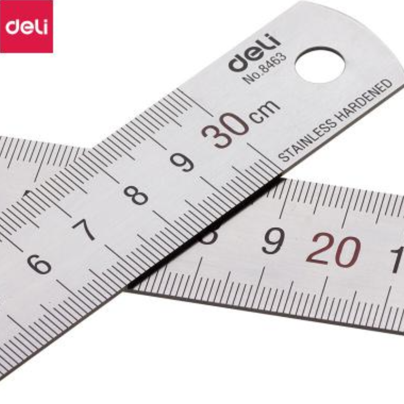 得力（deli）8463 30cm不锈钢直尺 测量绘图刻度尺子 带公式换算表 办公用品