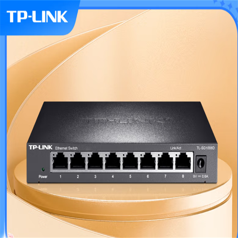 普联（TP-LINK）TL-SG1008D 8口 千兆交换机 企业级交换器 监控网络网线分线器 分流器 金属机身